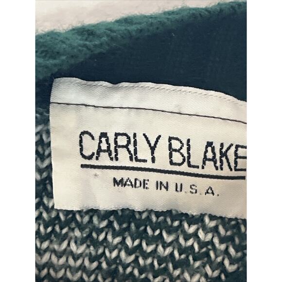 Vintage Carly Blake Sweater Size Medium Green Snowflake Fair Isle Ski Made USA - Picture 9 of 11